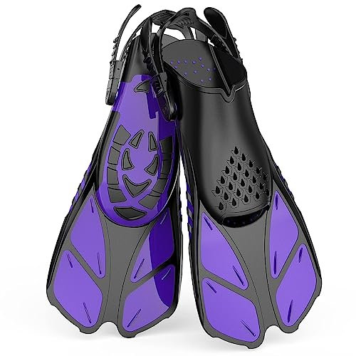 Lealinga Schnorchelflossen, Flossen Verstellbar Erwachsene Reisegröße Schwimmflossen Unisex Taucherflossen für Erwachsene Männer Frauen Kinder Offene Ferse Trainingsflossen mit Netztasche