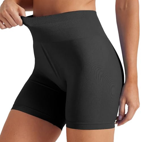 Friptspyg Kurze Sporthose Damen Sport Shorts High Waist Gym Shorts Stretch Yoga Pants Nahtlos Workout Sportshorts, Schwarz S