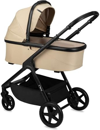 MoMi GISELLE Kombi-Kinderwagen 2 in 1 mit Buggy-Funktion, 5-Punkt-Sicherheitsgurt, ab dem 1. Lebenstag, bis 22 kg Körpergewicht (Buggy), Einkaufskorb, Matratze, Regenschutz und Wickeltasche