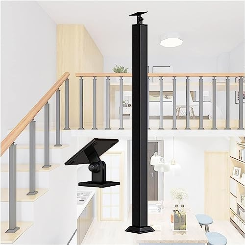 LQSYBHD 25.6-43.3 in Stair Handrail Post,Black Square Wrought Iron Banister Column,Adjustable 270° Angle Bracket,Baluster Pole for Elderly Children Garden Loft Porch(Size:65cm/25.6inch)
