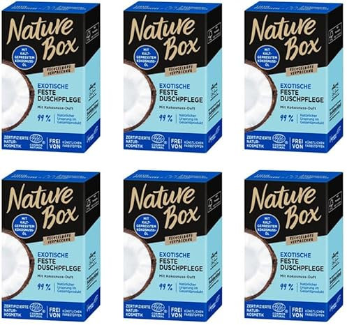 6x Nature Box Exotische Festes Duschpflege mit Kokosnuss-Duft,100g (6er Pack)