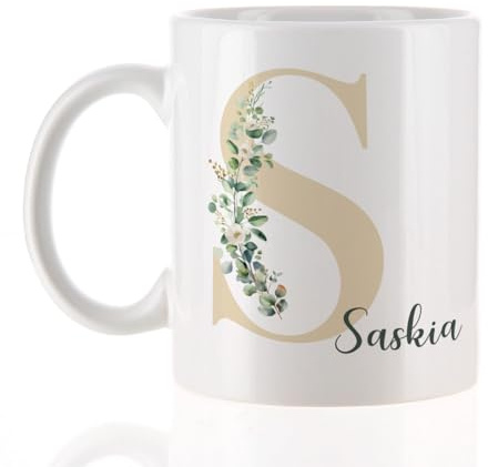 Herz & Heim® Personalisierte Tasse mit Namen/Kleinigkeit Geburtstag (Eukalyptus)