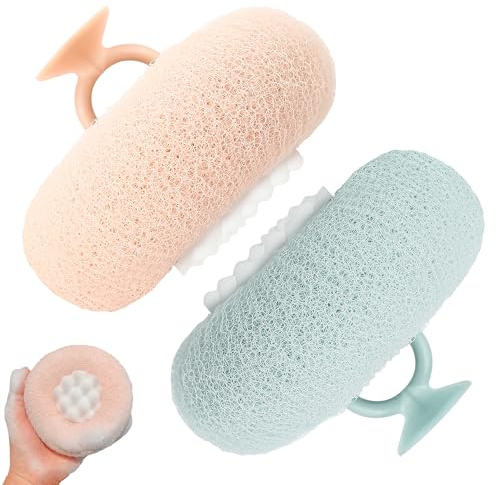 2Pack Super Soft Sunflower Suction Cup Bath Ball, Essential Bath Sponge for Men and Women, Loofah Sponge Effectively Exfoliates