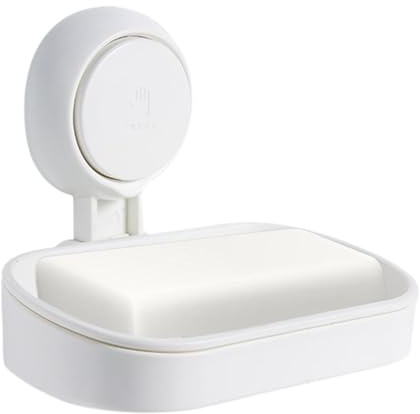 Porte-savon avec ventouse - Porte-savon de douche sans perçage avec ventouse - Boîte à savon amovible - Support mural pour douche, salle de bain, baignoire et évier de cuisine