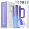 WATERSY 1182ml Gobelet à Café à Emporter, Double Paroi en Acier Inoxydable, Anti-fuite, Avec Poignée et Paille, Chaudes Pendant 12 Heures et Froides Pendant 24 Heures, Violet Bleu Brillant