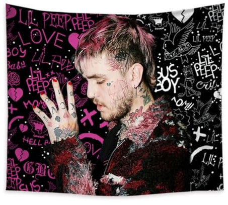 HCDZF Lil Peep Poster Wandteppich Rap Wandkunst für Schlafzimmer Wohnzimmer Dekor Gotische Ästhetik,150X100CM