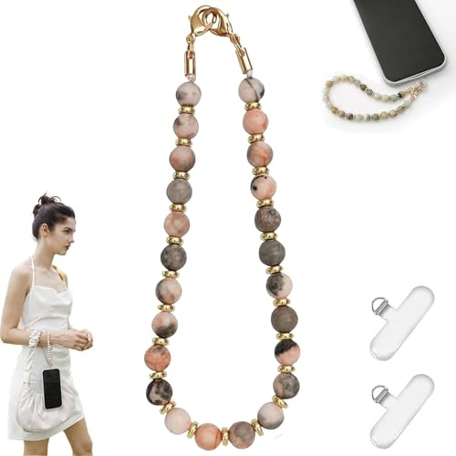 ANBOO Chaîne de Téléphone Portable Turquoise, 2 PCS Bijoux de Telephone, Bracelet Téléphone Portable, Pendentifs pour Téléphones Portables