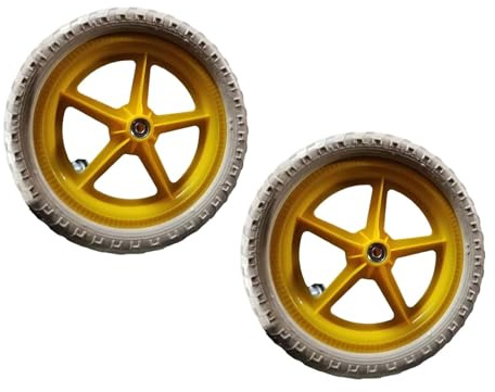 kowaku 1 Paar Laufrad-Ersatzräder, Stützräder, 11 Zoll, Geburtstagsgeschenk, Spielzeug, rutschfest, zum Reparieren, Nicht aufblasbar, Gelb