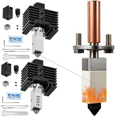 TronicXL Hotend Kit 3.0 für Bambu Lab 3D-Drucker P1P P1S X1 X1C X1E Düse 0,4mm Heizblock Heating Block für Bambulab 3D-Druck Zubehör Ersatzteil Upgrade (2)