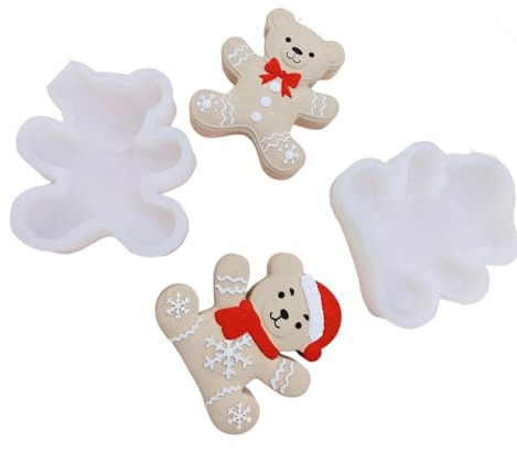 Moule en silicone réutilisable en forme d'ours de Père Noël pour chocolat, pâtisserie, cuisine, gelée, savon, artisanat