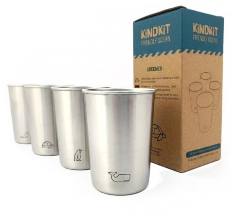Kind Kit Edelstahlbecher Set 280 ml – BPA-frei, robust & spülmaschinenfest | verschiedene Motive (Ozeantiere Motive)