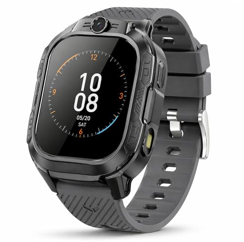 OIKKEI 4G Kinder Smartwatch mit Telefonie & Videoanruf, Schulmodus, Kinderuhr für Jungen & Mädchen 5-13 Jahre, IP67 spritzwassergeschützt, Grau