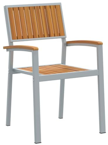 Nqyjm Stapelstol för trädgård, strand, balkong, terrass, camping, 8 stycken, 56 x 57 x 87 cm, brun