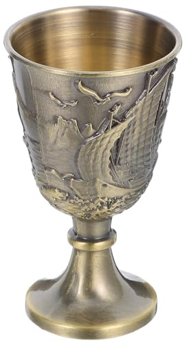 iplusmile Copa Vintage de Aleación de Zinc de 30ml con Grabado Intrincado y Diseño Elegante de Tallo Elevado para Celebraciones Festivas y Decoración del Hogar