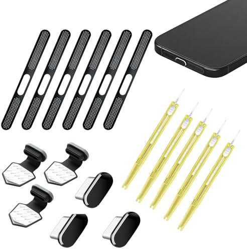 Juego de 17 piezas USB C antipolvo para iPhone 17 Pro/17, tapa protectora USB C y rejilla protectora contra el polvo, cepillo de limpieza doble extensible, protege contra el polvo, protege los