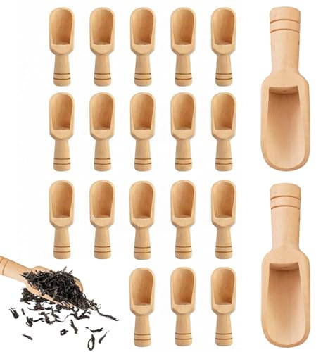 Oavie Mini Wooden Spoons | 20pc Natural Wood Spoons for Bath Salts, Tea Scoop, Condiments, and More | Small Wooden Scoops