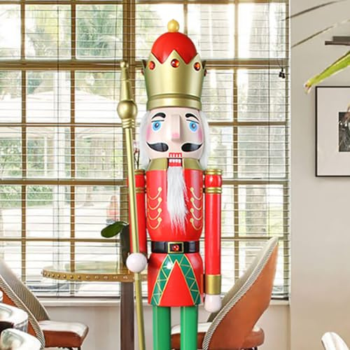 ECOM-CDL - Cascanueces gigante de madera, diseño rey/soldado (121,92 - 152,4 - 182,88 cm)