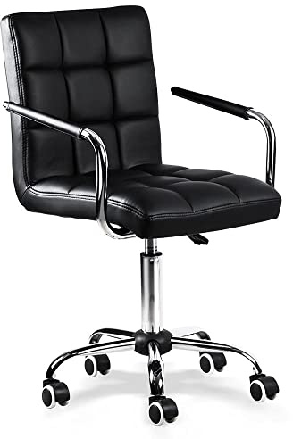 Yaheetech Office Chair Swivel Desk Chair Height-Adjustable Executive Chair with Wheels 54 x 52 x 98 cm Black