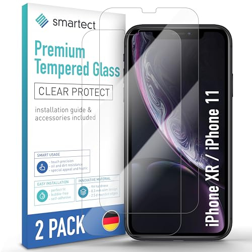 smartect Schutzglas 2 Stück für iPhone XR/iPhone 11 | HD Panzerfolie Anti-Kratzer, Displayschutz 0.3 mm Ultra-klar, 9H Härte, Stoßfest, Blasenfrei
