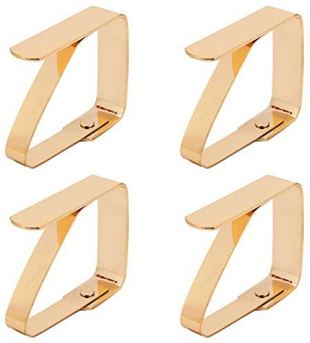 HERCHR Tischtuchklammern Edelstahl 4 Stück Gold Tischdeckenklammern, Tischdeckenhalter Clips rutschfest für Tischdecke Picknick Outdoor Hochzeit Party Tischklammern Tischdeckenclip Set