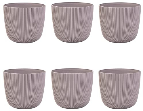 ENGELLAND 6X Flieder moderner Blumentopf mit Drainagesystem Pflanztopf-Kübel widerstandsfähig rund wetterfest Kunststoff Ø 12 cm