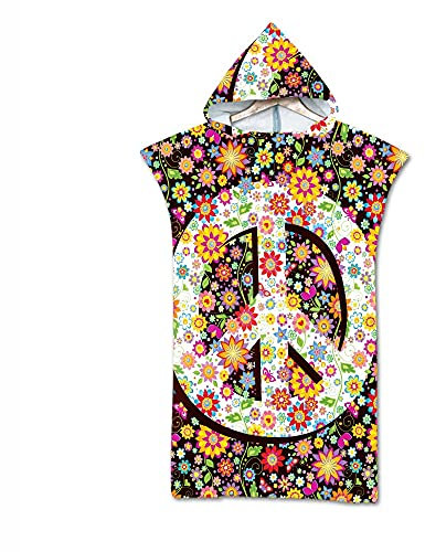 LYDHDY Wickelrobe Mikrofaser bedruckter schnell trocknender Neoprenanzug Poncho Strandtuch Bademantel Umhänge Mit Kapuze Schwimmbad Gym Badetücher (Color : Printed4, Size : 110x75cm)