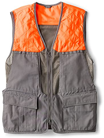 Orvis Men’s Upland Hunting Vest - Traditional Bird Hunting Vest with No-Leak Game Pouch and Blaze Upper, Granite Lower, M