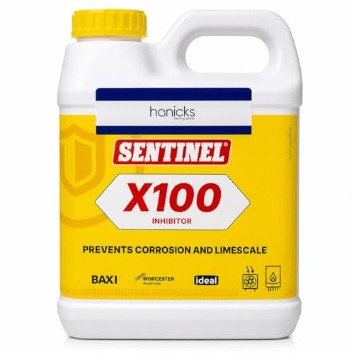 Sentinel X100 Inhibitor 1L Central Heating System Protector – Boiler & Radiator Corrosion, Rust, Limescale & Sludge Prevention Treatment – pH Neutral, Treats Up to 100 litres - Hanicks