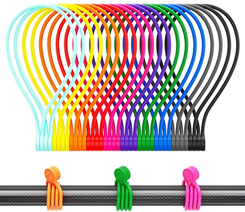 Magnetische Kabelbinder aus Silikon, 22,9 cm, wiederverwendbar, magnetisch, für Kabel-Organizer und Bündelung, kann zu Hause, Büro, Schule, im Freien verwendet werden (10 Farben, 20 Stück)
