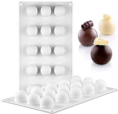 WishesMar Stampo Silicone per Cioccolato Forma di Sfera Palla Dome - 15 Cavità Anti-aderente Riutilizzabile Stampi in Silicone per Caramelle Cioccolatini Praline Decorazione di Torte