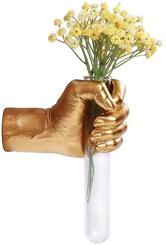 Vaso dorato a mano, decorazione da parete, statua da appendere per salotti e ingressi, scultura artistica funky, Esculturas de Pared, Macetas Decorativas, tubi per fiori, provette per piante