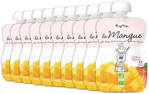 POPOTE Compote Mangue Bio - Dès 4/6 mois - Sans sucres ajoutés - 10 x 120g