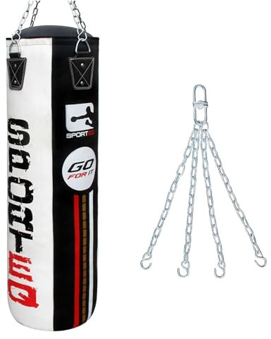 Sporteq Rexnyl Heavy Filled 5FT Punch Bag Combos for All Ages & Genders | Boxing, Martial Arts, Commercial & Home Gym Use (4FT Punch Bags + Chains)