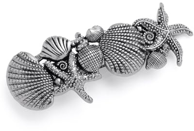 Dreamtimes Seestern-Haarspange See-Stern-Haarnadeln Muschel-Perlen-Haar-Accessoires Vintage große handgefertigte Metall-Barette Französisch Haarspange für Frauen (Silber)