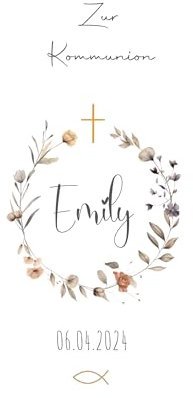 Kerzenfolie, Kerzentattoo Blumenkranz - TAUFE, KOMMUNION, KONFIRMATION, HOCHZEIT -Transferfolie, Kerzen-Tattoofolie, Kerzenfolie, Wasserschiebefolie für Taufkerzen und Kommunionkerzen