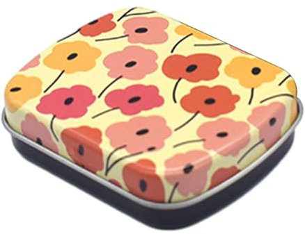 MagiDeal Small Tin Box Mini Tin Box with Lid Candy Box Empty Storage Box Storage Container for Candy Drawing Pin Trinket Candle Making, Yellow Flower