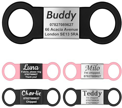 GISUREY Hundemarke mit Gravur - Lautlose Slide-On Hundemarke Personalisiert aus Robustem Edelstahl, Langlebig und Gut Lesbar, Hundeanhänger mit Gravur für Hunde- und Katzenhalsband (BS,L)