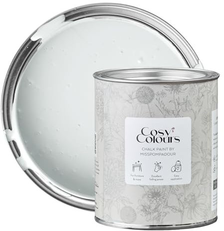 MissPompadour Kreidefarbe für Möbel weiß 750ml, True White - Holzfarbe, Holzlack matt innen - Möbellack, Möbelfarbe ohne Schleifen - Kreidefarbe für Holz - CosyColours