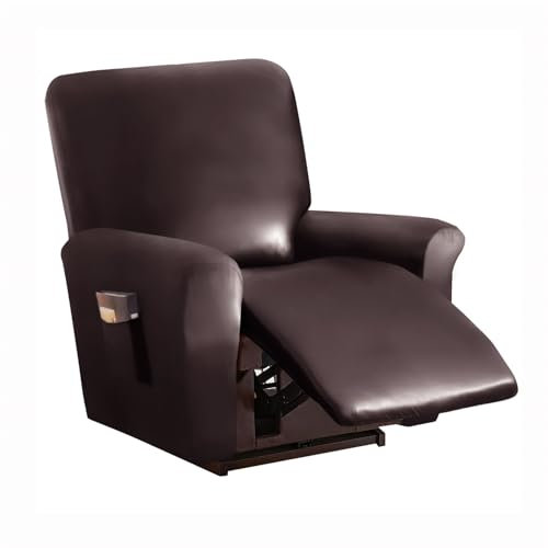 XHDZSW Stretchhusse Für Relaxsessel, Komplett Sesselschoner, PU-Leder Relaxsessel Bezüge, Elastisch Sesselbezug, Recliner Sofabezug, Für Fernsehsessel Liege Sessel (Dunkler Kaffee,1 Sitzer)