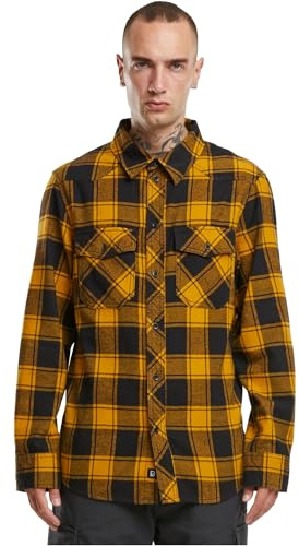 Brandit Check Shirt Long Sleeve, färg: svart-gul, storlek: 4XL, Blå/Gul, 4XL