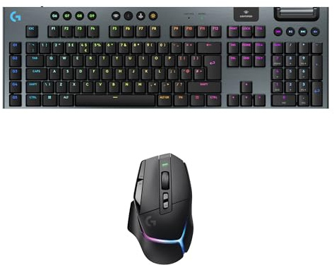 Logitech G G915 X LIGHTSPEED Low-Profile Wireless Gaming Keyboard, Double-Shot PBT Keycaps, GL Brown Tactile Switches - PC/Mac, QWERTY UK, Logitech G502 X PLUS LIGHTSPEED Wireless RGB Gaming Mouse | Low-Profile Wireless Gaming Keyboard, Double-Shot PBT Keycaps, GL Brown Tactile Switches - PC/Mac + Wireless RGB Gaming Mouse