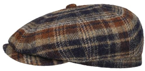 Stetson Hatteras Flatcap Kariert 100% Schurwolle Herren Herbst Winter dunkelblau XXL (62-63 cm)