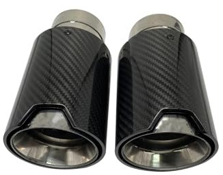 DZSYINGLONGSM Endrohre 2PC FÜR Serie Auspuffrohr Schalldämpfer Auspuff Terminal Schwanz Trim Rohr Auto Universal-Carbon Fiber Glatt Auspuff Endrohr(70 IN-89 Out)