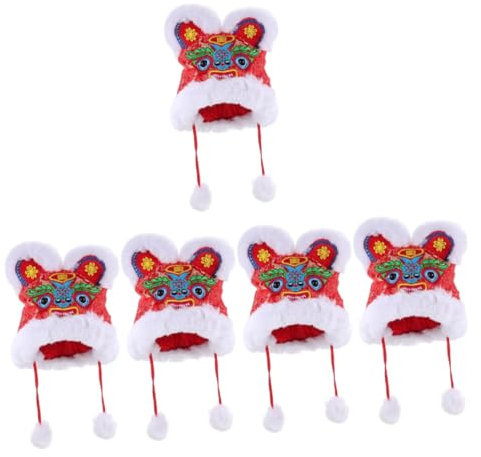 Toyvian 5 Pièces Chapeau De Tigre pour Enfants Chapeau pour Enfants Photo en Laine Fournitures De Célébration du Festival Chinois De Chance Brocart Rouge