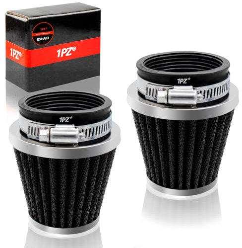 1PZ ES9-AF2 2 Filtros de aire para moto Universal 48mm 49mm 50mm Kit de filtro de admisión de aire para Motos todoterreno ATV Scooter Cuatrimoto Dirt Pit Bike 50cc 110cc 125cc 150cc (2 piezas, negro)