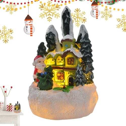 Beleuchten Sie das Weihnachtshaus, das Weihnachtsdorf – kleines Weihnachtsgewürz-Dorf-Set, Weihnachtsdorfständer, Desktop-Dekoration, Innen-Weihnachtsdekorationen für die Dekoration von C