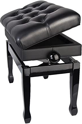 Deluxe Klavierbank aus Leder mit Ablagefach, höhenverstellbarer Klavierhocker aus Holz für komfortables Spielen, weiche Polsterung, inklusive