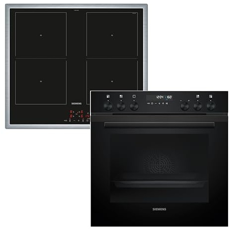 Siemens PQ522VAAB, iQ500 Einbauherd-Set, Bestehend aus HE278GBB4 Herd, 60 x 60 cm, Made in Germany, Selbstreinigung, 3D Heißluft & EM645CQB6E Induktionskochfeld, Kombi-Induktion, Edelstahl Rahmen