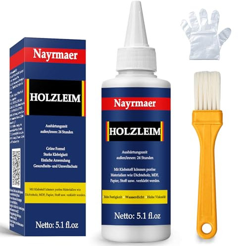 Nayrmaer Holzleim, 150ml Wasserfester Holzkleber, Holz Hleber Stark Innen und Außen, Basteln, Fußleisten, Schränke, Türen