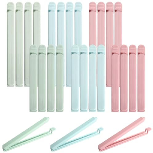 24 Pinzas para Cerrar Bolsas, Clips para Bolsas de Comida, Clip de Cierre de Cocina Reutilizable de Plástico para Embalaje de Cocina, Caramelos Aperitivos